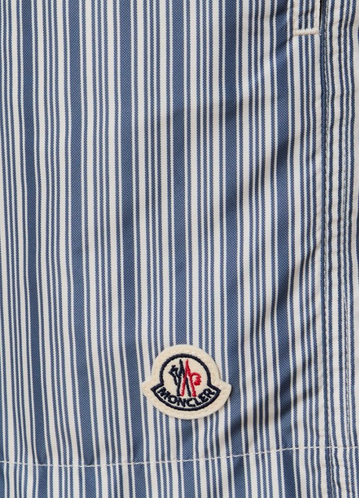 Moncler zwemshorts met streepprint en steekzakken - detail 2 staalblauw