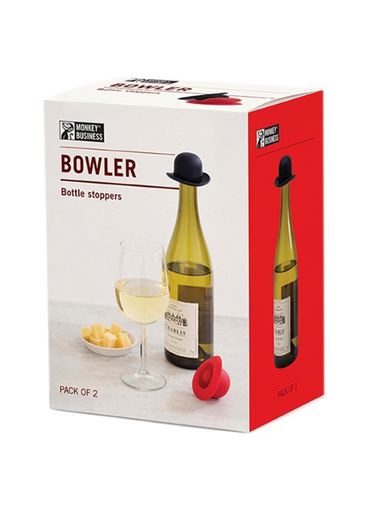 Monkey Business Bowler wijnstopper set van 2 - detail 3 zwart