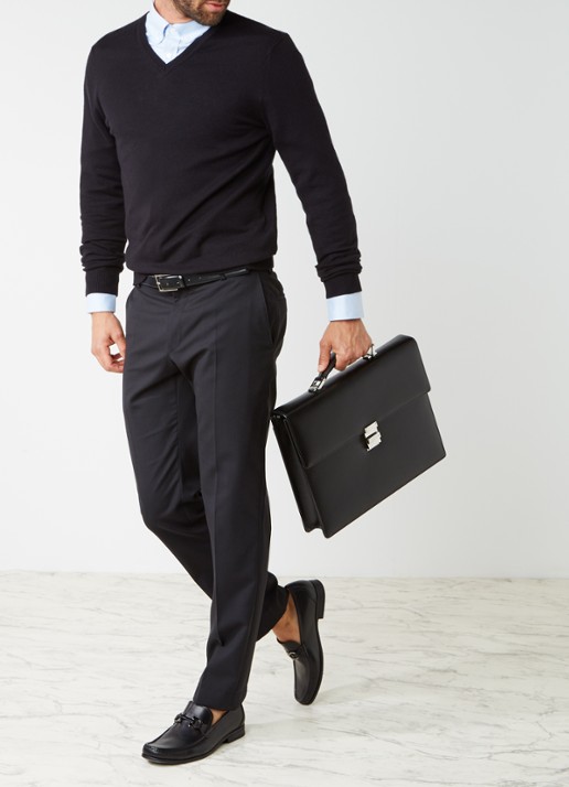 Montblanc Meisterstück Single Gusset businesstas van leer - voorkant 2 zwart