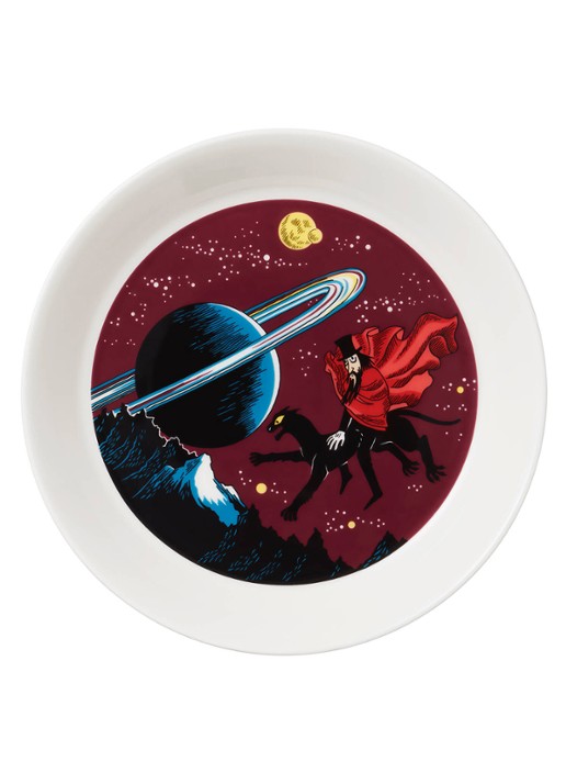 Moomin Arabia Hobgoblin gebaksbordje 19 cm - voorkant aubergine