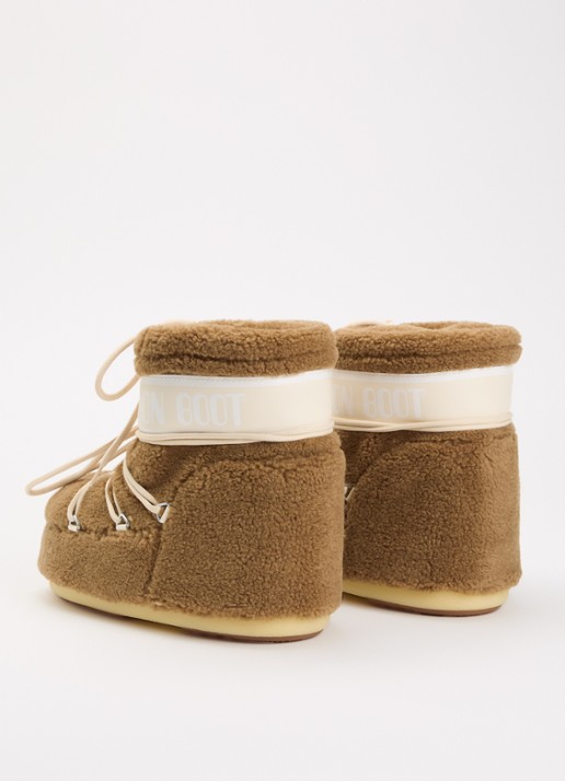 Moon Boot Icon Low Fleece snowboot van teddy - achterkant lichtbruin