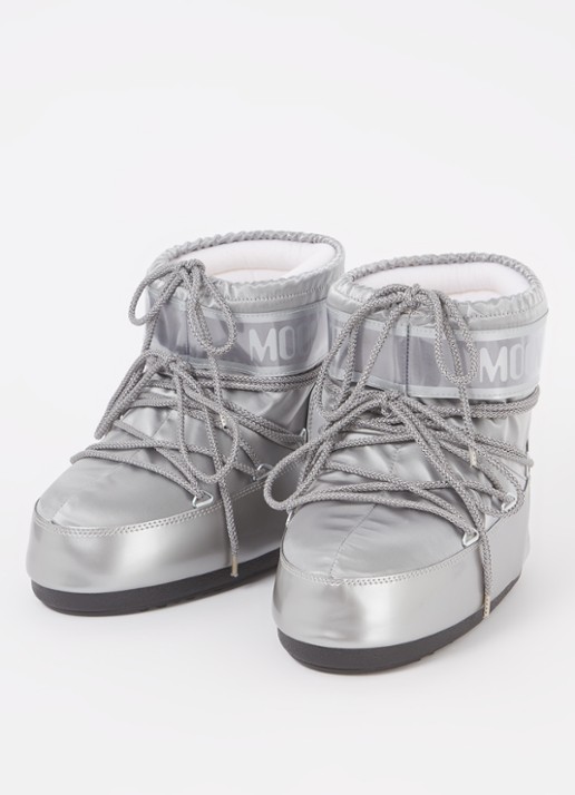Moon Boot Icon Low Glance snowboot met waterafstotende coating en metallic finish - detail 3 lichtgrijs