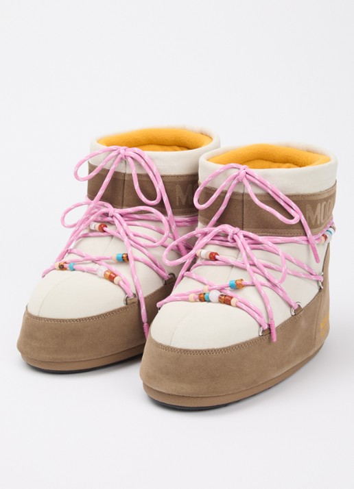 Moon Boot Icon Low snowboot van suède met kralendecoratie - detail 3 zand