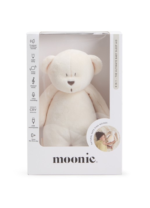 Moonie The Humming Bear muziekknuffel 27 cm - voorkant wit