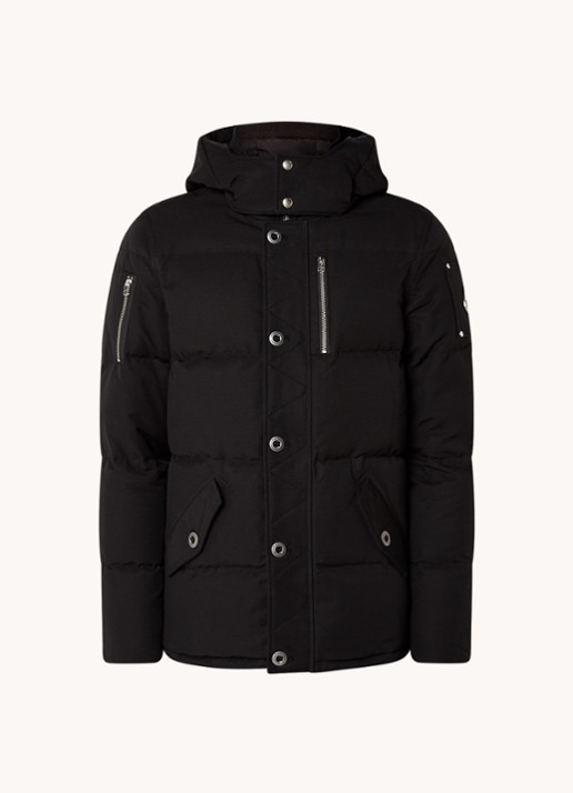 Moose Knuckles Forrestville puffer jack met donsvulling en afneembare capuchon - voorkant 4 zwart