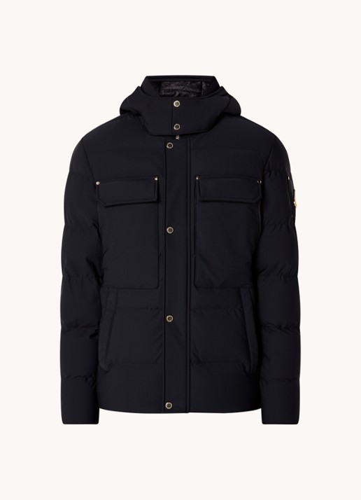 Moose Knuckles Gold Skillman puffer jack met donsvulling en afneembare capuchon - voorkant 4 zwart