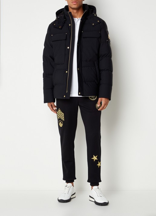 Moose Knuckles Gold Skillman puffer jack met donsvulling en afneembare capuchon - voorkant 5 zwart