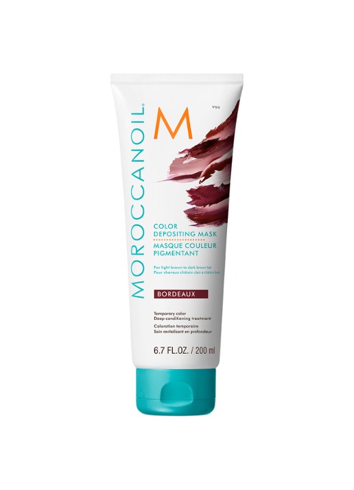 Moroccanoil Color Depositing Mask Bordeaux - verzorgend, uitwasbaar kleurmasker licht- tot donkerbruin haar - voorkant bordeaux
