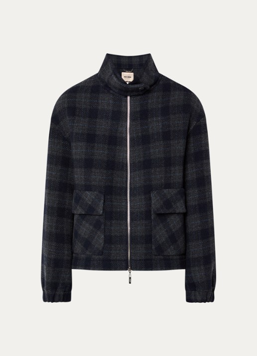 Mos Mosh Camille jack in wolblend met klepzakken - voorkant 3 donkerblauw