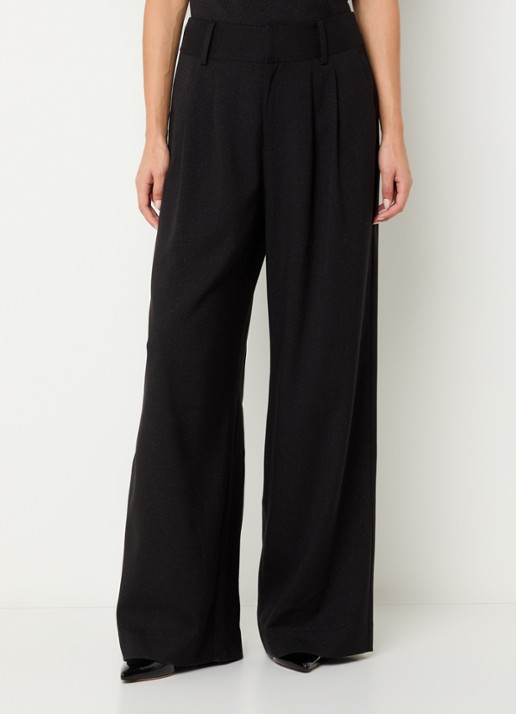 Mos Mosh Evie high waist wide fit pantalon met lurex