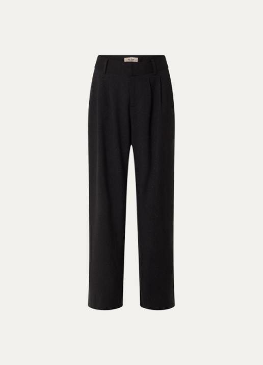 Mos Mosh Evie high waist wide fit pantalon met lurex - voorkant 3 zwart