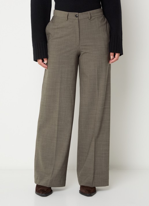 Mos Mosh Haley mid waist wide fit pantalon met steekzakken