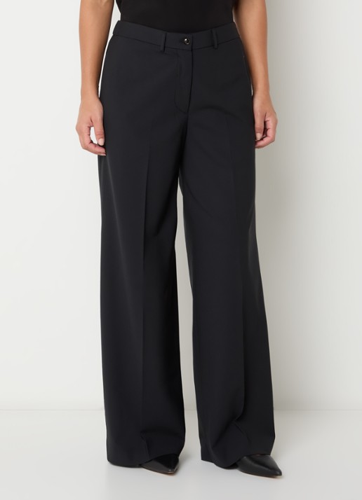 Mos Mosh Haley mid waist wide fit pantalon met steekzakken