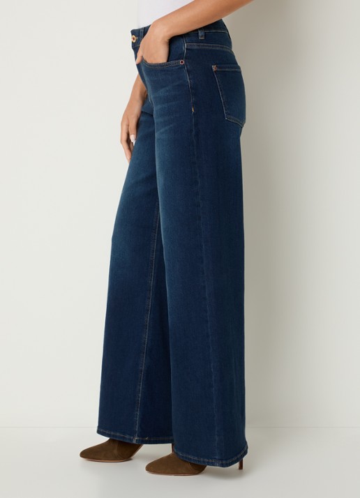 Mos Mosh High waist wide leg jeans met donkere wassing - detail 5 indigo