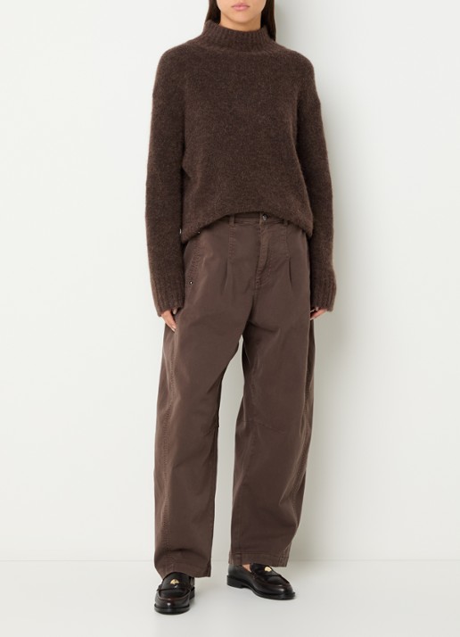 Mos Mosh MM Jahnice Hui mid waist loose fit pantalon - voorkant 3 bruin
