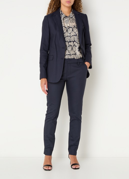 Mos Mosh MMAbbey high waist slim fit pantalon met steekzakken - voorkant 4 donkerblauw