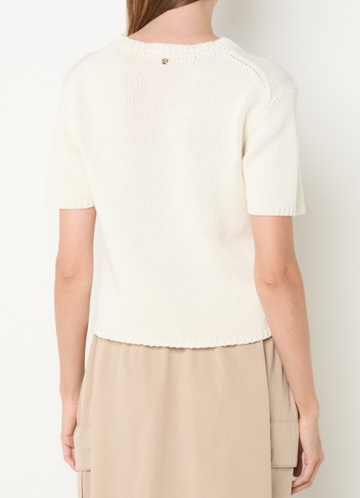Mos Mosh MMArin grofgebreide top met ronde hals - achterkant 4 beige