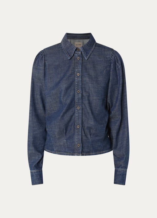 Mos Mosh MMArles Pagato blouse van denim - voorkant indigo