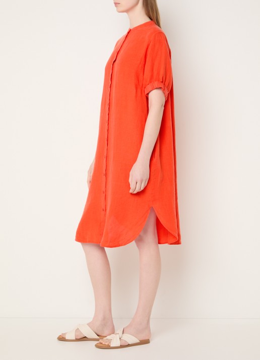 Mos Mosh MMArleth midi jurk in linnenblend - voorkant 4 orange