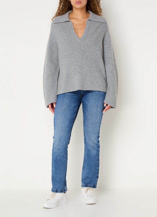 Mos Mosh MMAshley Imera high waist slim fit jeans met steekzakken - voorkant 3 indigo