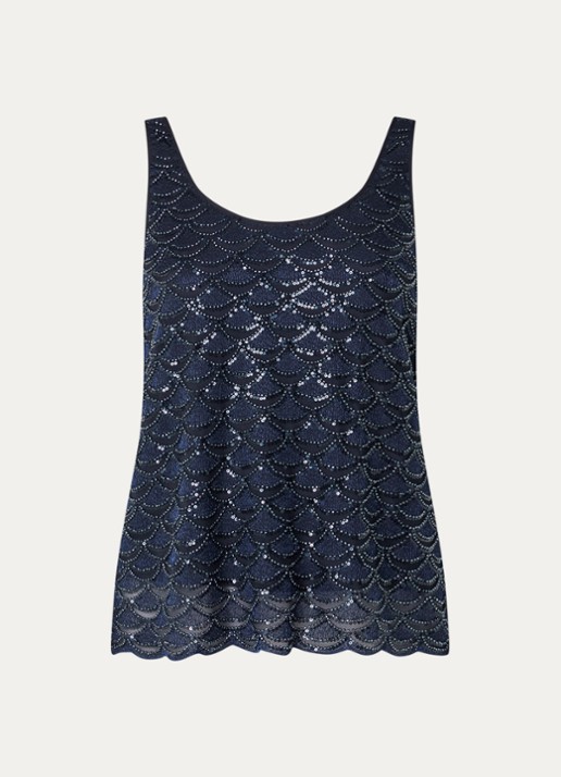 Mos Mosh MMAstra tanktop met strass - voorkant 3 donkerblauw