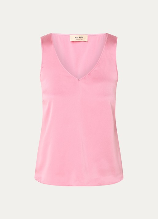 Mos Mosh MMAstrid mouwloze top van satijn - voorkant 2 roze