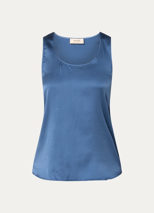 Mos Mosh MMAstrid tanktop van zijde  - voorkant 3 staalblauw