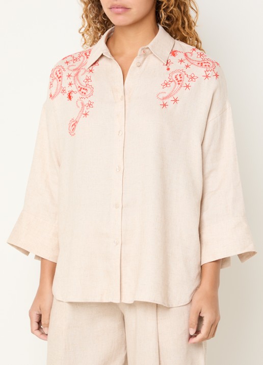 Mos Mosh MMAudri blouse in linnenblend met borduring