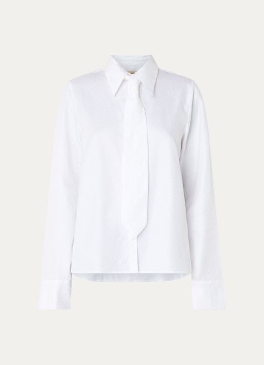 Mos Mosh MMAyen blouse met stropdas - voorkant wit