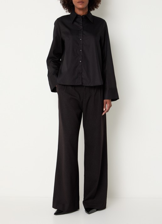 Mos Mosh MMAyen blouse met stropdas - voorkant 3 zwart