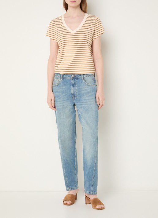 Mos Mosh MMAymen Galleon high waist straight leg jeans met steekzakken - voorkant 2 indigo