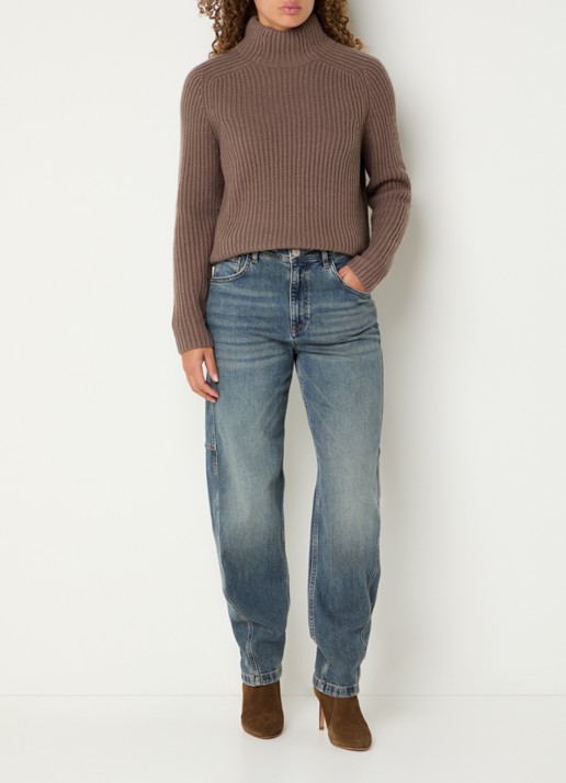 Mos Mosh MMAymen Kyoto high waist tapered jeans met steekzakken - voorkant 2 indigo
