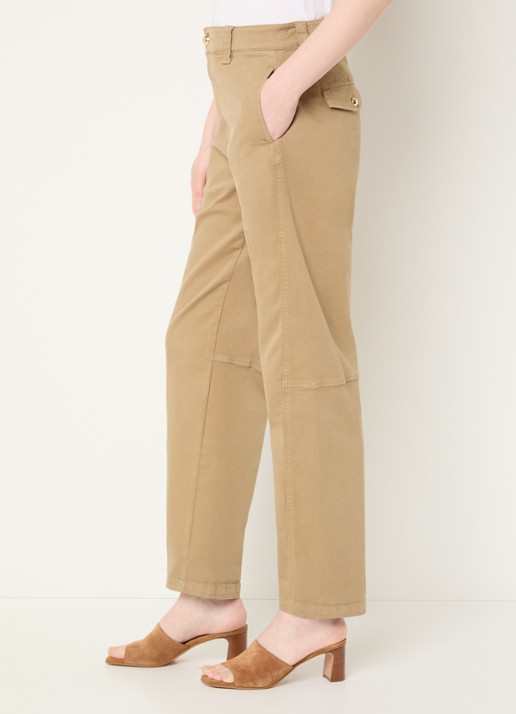 Mos Mosh MMAYmen Len high waist tapered fit chino met steekzakken - detail 4 beige