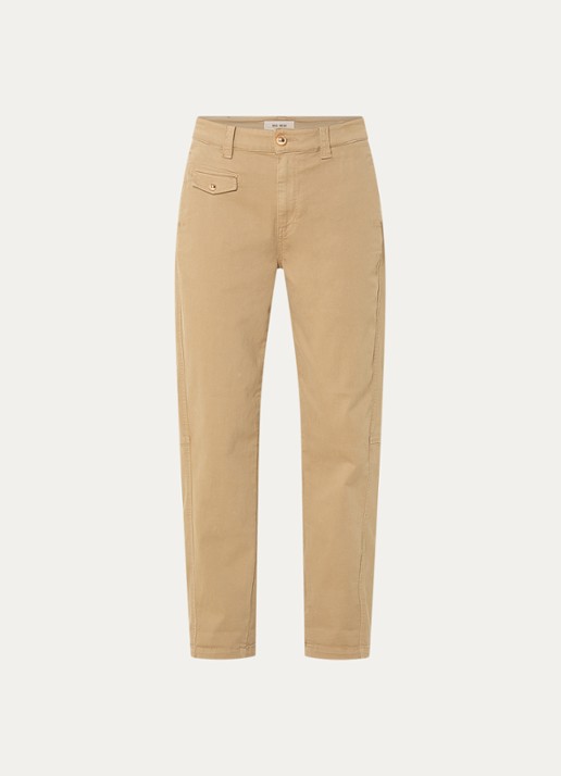 Mos Mosh MMAYmen Len high waist tapered fit chino met steekzakken - voorkant beige