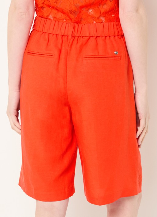 Mos Mosh MMBai Alexis straight fit korte broek in linnenblend met steekzakken - achterkant orange