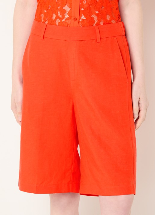Mos Mosh MMBai Alexis straight fit korte broek in linnenblend met steekzakken
