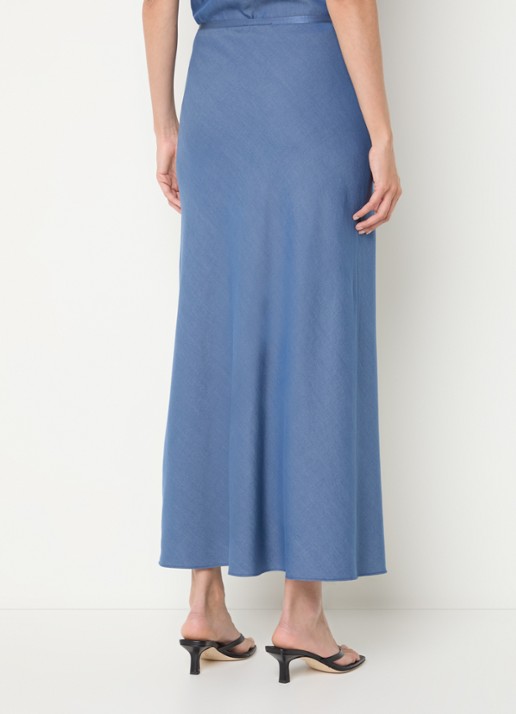 Mos Mosh MMBias maxi rok  - achterkant staalblauw