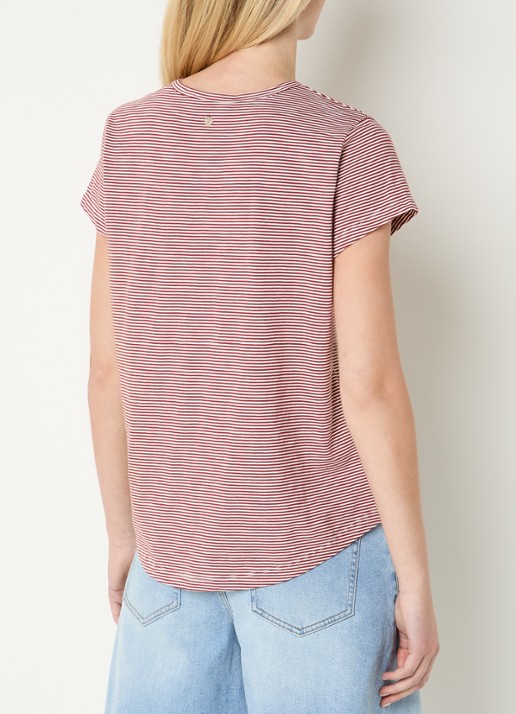 Mos Mosh MMCamp T-shirt met streepprint - achterkant 2 steenrood