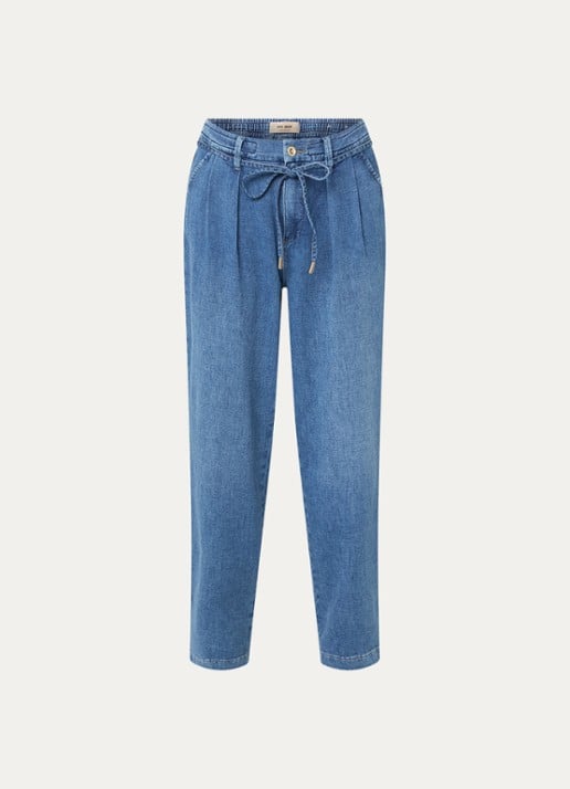 Mos Mosh MMCatania Crispy mid waist straight leg jeans met medium wassing - voorkant 2 indigo