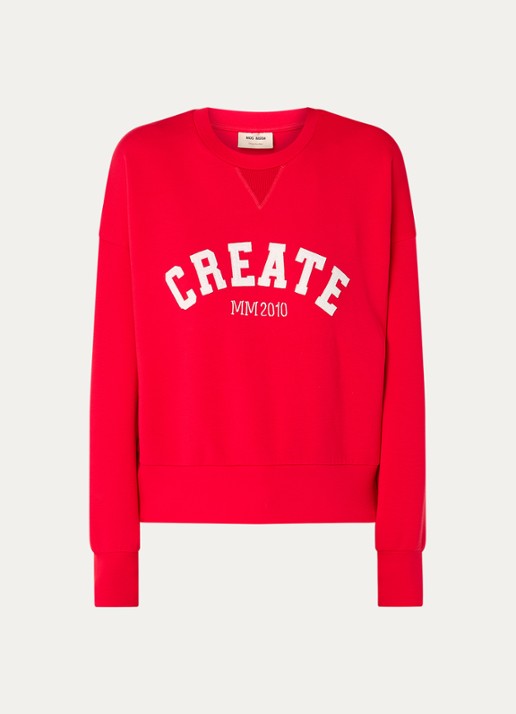 Mos Mosh MMCelli sweater met borduring - voorkant rood