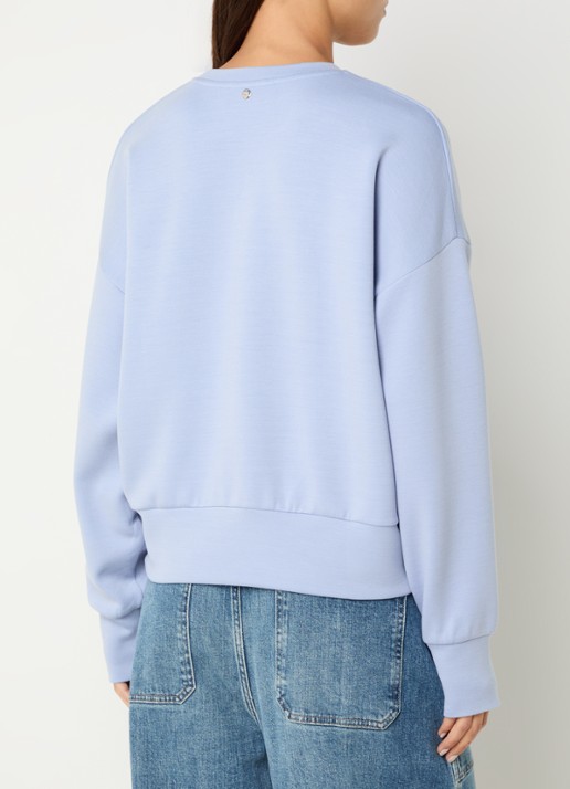 Mos Mosh MMCelli sweater met borduring - achterkant staalblauw