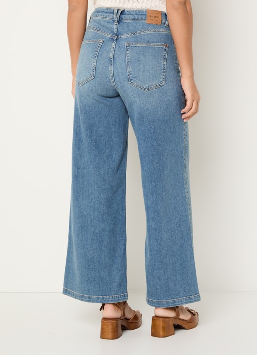 Mos Mosh MMColette high waist wide fit jeans met medium wassing - achterkant indigo