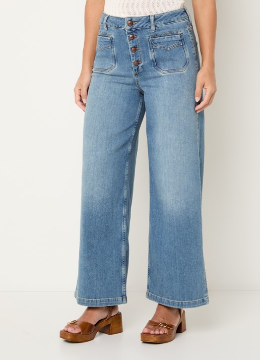 Mos Mosh MMColette high waist wide fit jeans met medium wassing