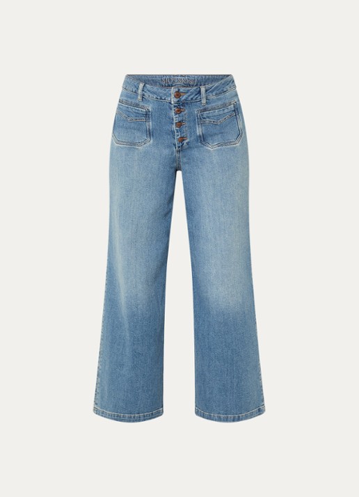 Mos Mosh MMColette high waist wide fit jeans met medium wassing - voorkant 3 indigo
