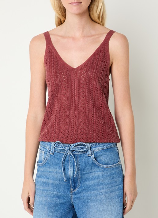 Mos Mosh MMCressida grofgebreide tanktop met opengewerkt dessin