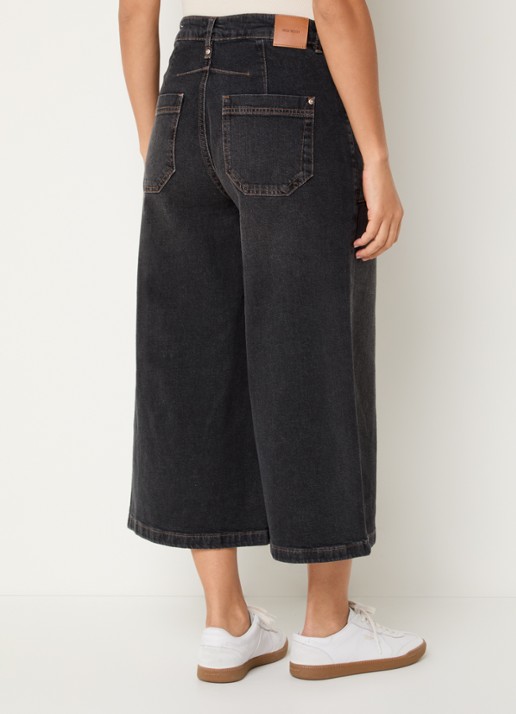 Mos Mosh MMCulotte Juventus high waist wide leg jeans met gekleurde wassing - achterkant 2 antraciet