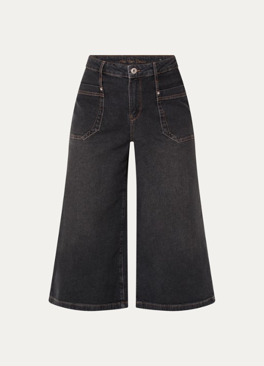 Mos Mosh MMCulotte Juventus high waist wide leg jeans met gekleurde wassing - voorkant 3 antraciet