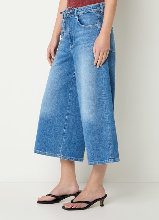 Mos Mosh MMCulotte Zack high waist wide fit culotte met steekzakken - detail 5 blauw