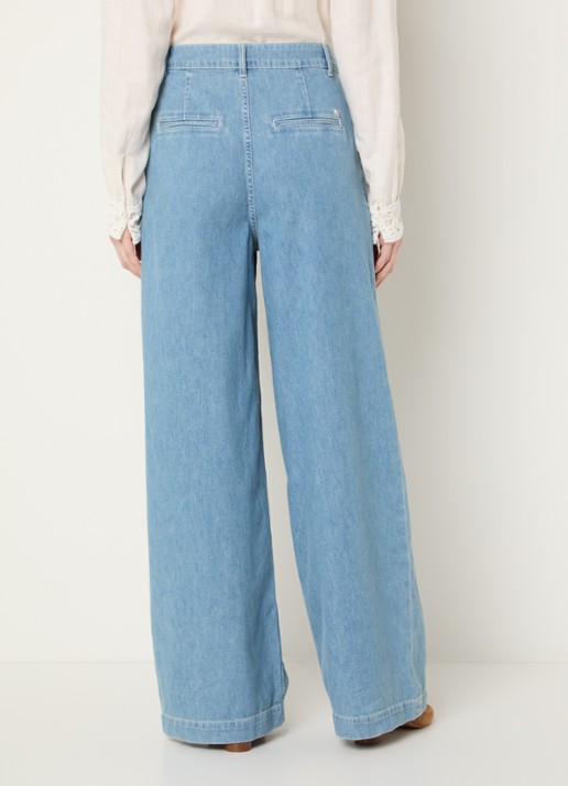 Mos Mosh MMDagny high waist wide leg jeans met lichte wassing - achterkant 4 indigo