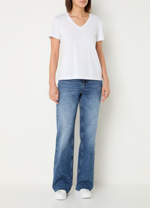 Mos Mosh MMDala T-shirt met V-hals - voorkant 3 wit